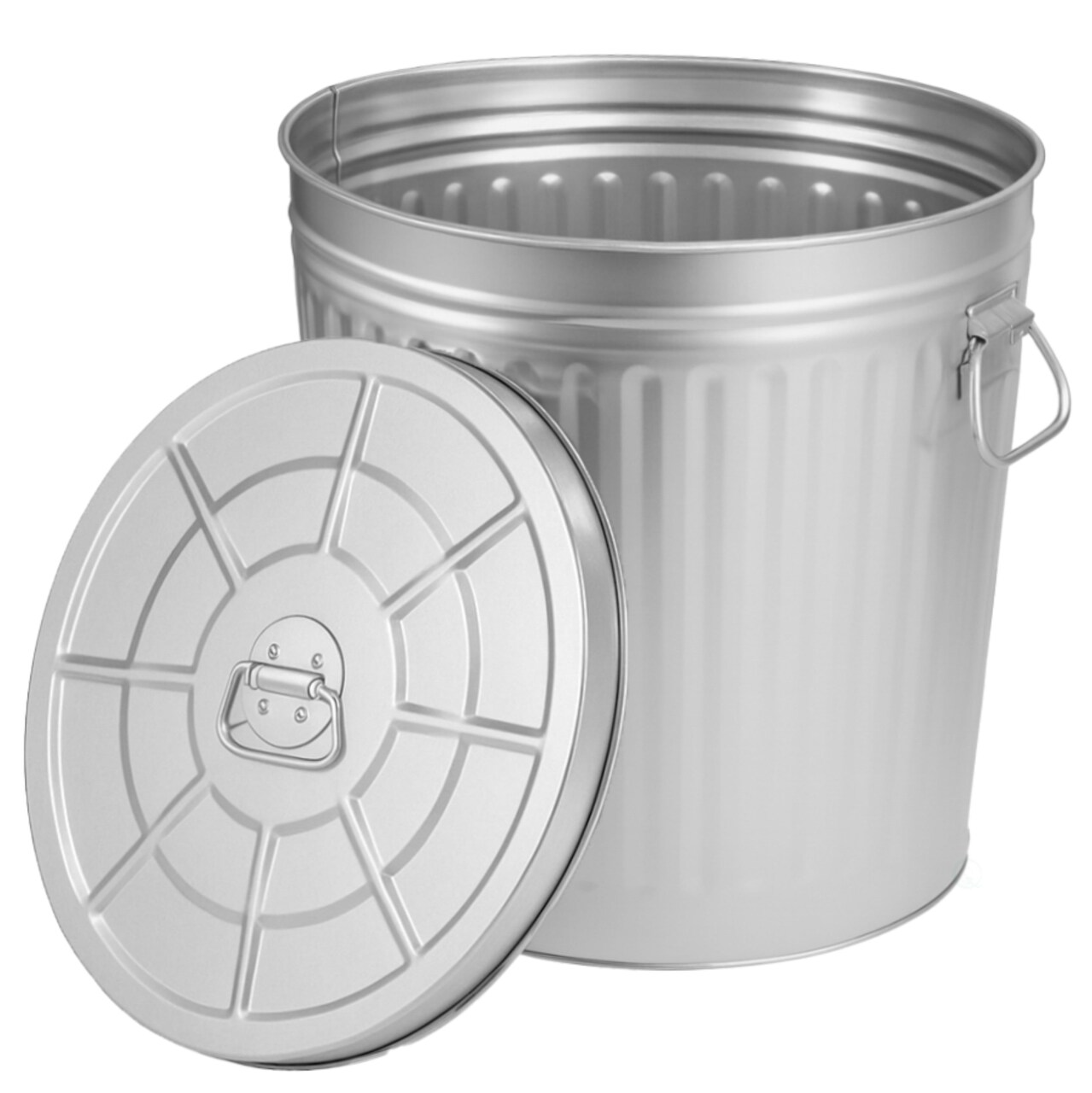 Gardenised Round Galvanized Steel, Trash Can with Lid - Durable Metal Bucket for Backyard, Lawn, Garden and Yard Use - Weather-Resistant Garbage Can for Indoor and Outdoor